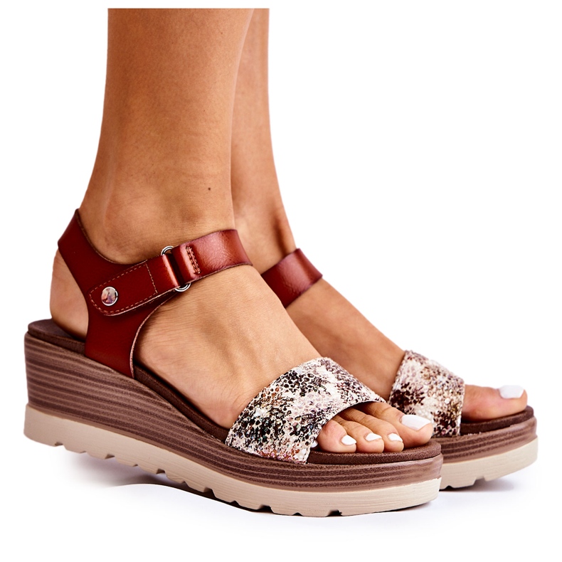 S.Barski Sandales en cuir sur talon compensé Josella marron beige brun S.Barski Sandales en cuir sur talon compensé Josella marron beige brun