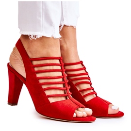 S.Barski Sandales à talons hauts en daim rouge Vinnie