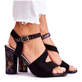 S.Barski Sandales Veneta en daim noir pour femmes