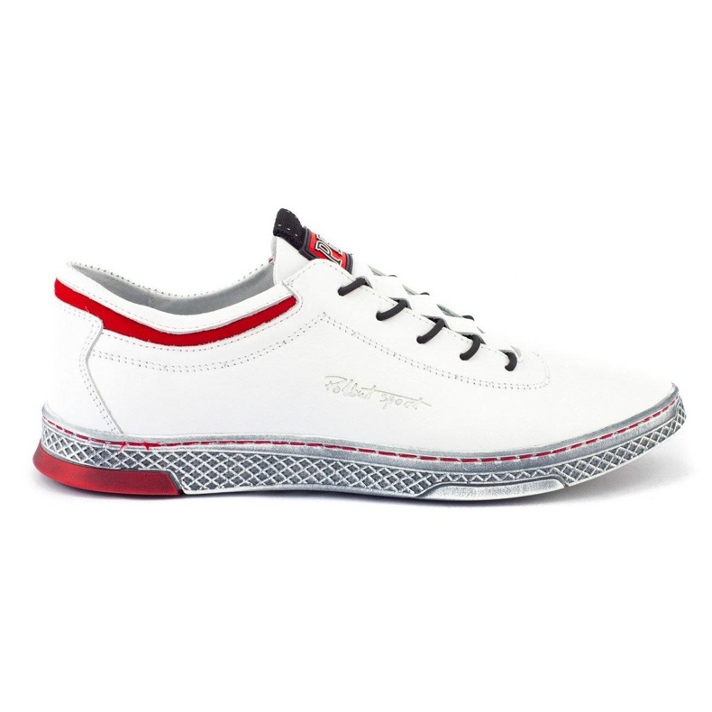 Polbut Chaussures décontractées en cuir pour hommes K23 blanc avec rouge blanche Polbut Chaussures décontractées en cuir pour hommes K23 blanc avec rouge blanche