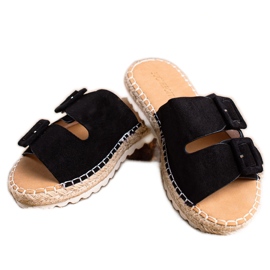 SHELOVET Chaussons En Daim Avec Boucles le noir