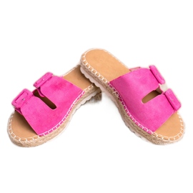 SHELOVET Babouches en daim à boucles rose SHELOVET Babouches en daim à boucles rose