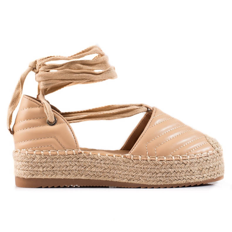 SHELOVET Espadrilles nouées sur la plate-forme beige SHELOVET Espadrilles nouées sur la plate-forme beige