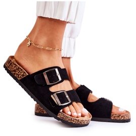 FB1 Chaussons à enfiler noirs pour femme Misandei