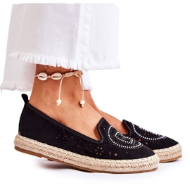 S.Barski Espadrilles Meredith noires à enfiler ajourées pour femmes le noir