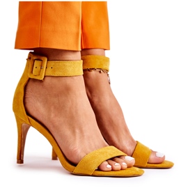 Sandales en Daim pour Femme à Talon Haut Jaune Marconi