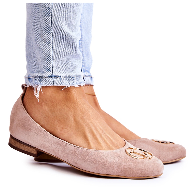 Ballerines Femme En Daim Avec Décoration Nicole 2746 Beige