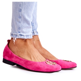 Ballerines en daim pour femmes avec décoration Nicole 2746 Fuchsia rose