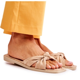 PG1 Pantoufles Lorrie en daim beige à la mode pour femmes