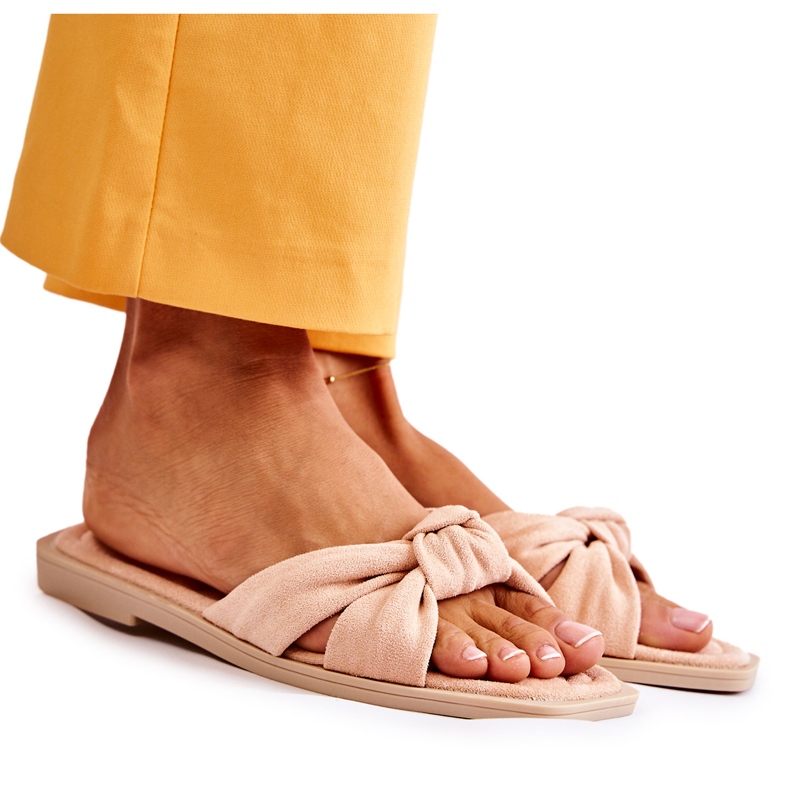 PG1 Pantoufles Lorrie nude en daim à la mode pour femmes beige rose