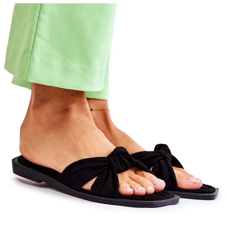 PG1 Pantoufles en daim noires à la mode pour femmes Lorrie le noir