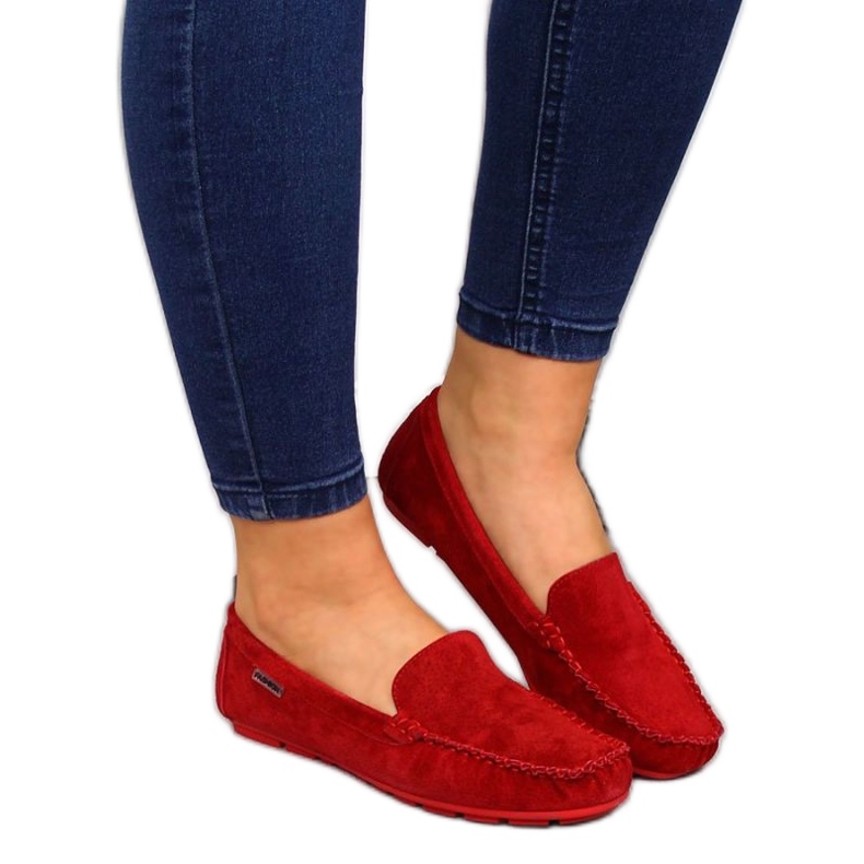 Mocassins En Cuir Rouge À Vinceza