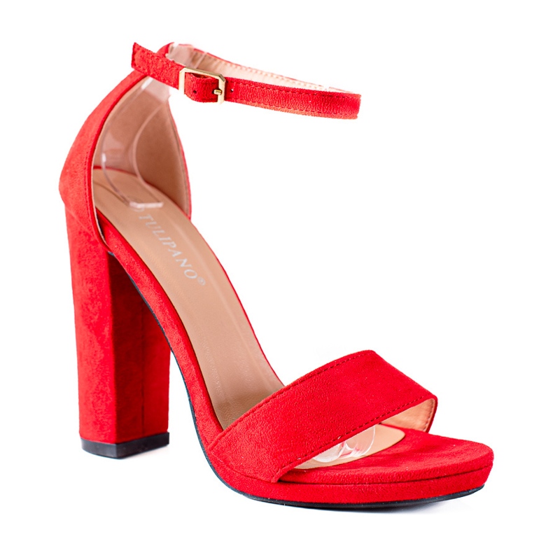 SHELOVET Sandales hautes sur une barre rouge