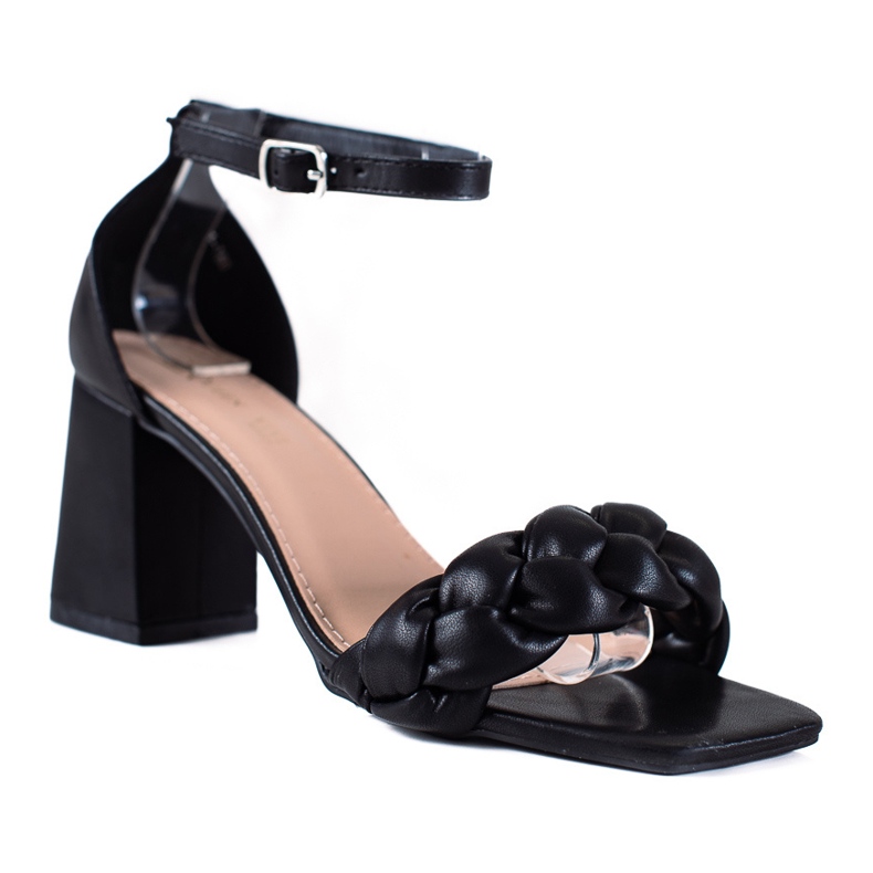 SHELOVET Sandales tressées pour femmes le noir