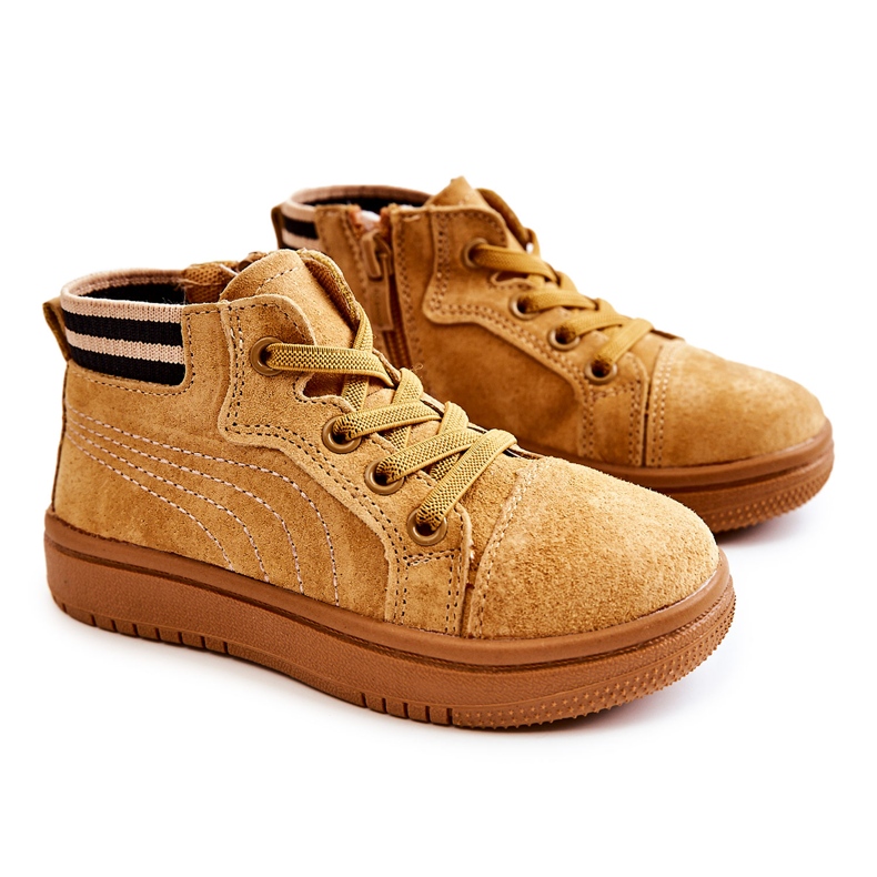 PA1 Baskets Montantes Enfant Zippées Boone Camel jaune chameau