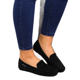 Mocassins femme en cuir noir Vinceza