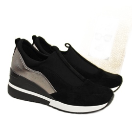 Baskets compensées femme noir et argent Vinceza