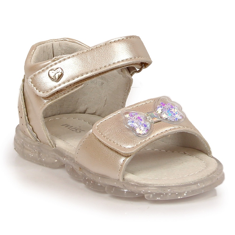 Sandales fille avec velcro argenté beige Sandales fille avec velcro argenté beige