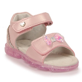 Sandales fille avec velcro et nœud rose Sandales fille avec velcro et nœud rose