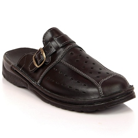 Chaussons EKO cuir noir ajouré homme