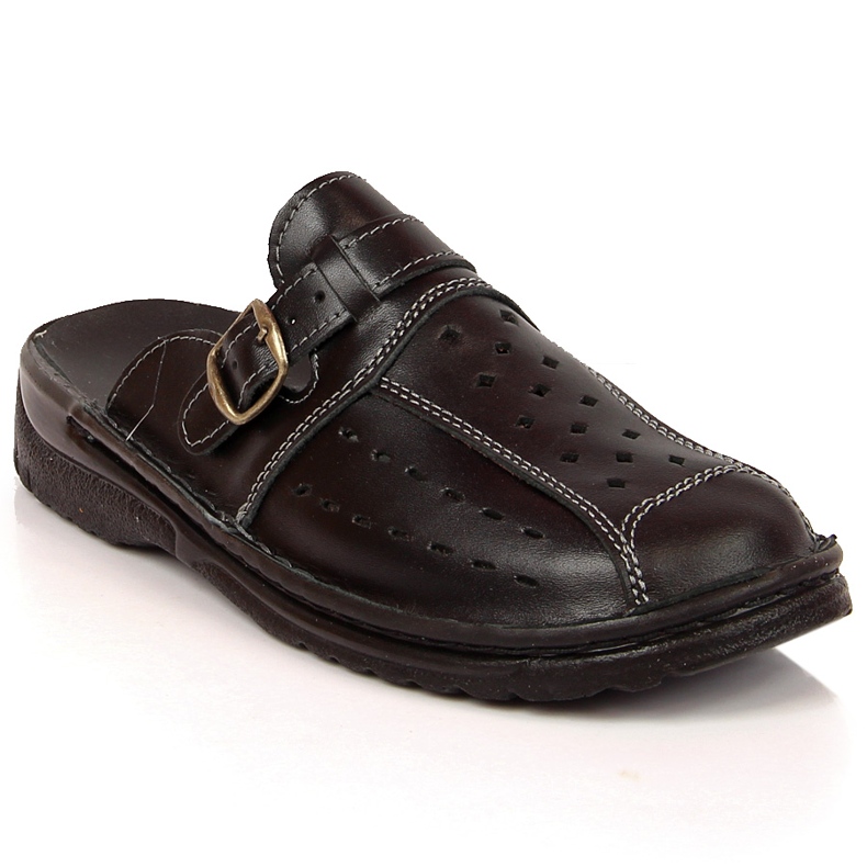 Chaussons EKO cuir noir ajouré homme le noir Chaussons EKO cuir noir ajouré homme le noir