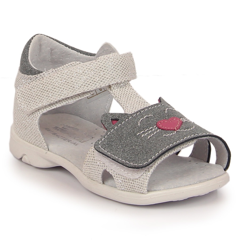 Sandales pour filles avec chatons velcro Kornecki 6859 argent gris