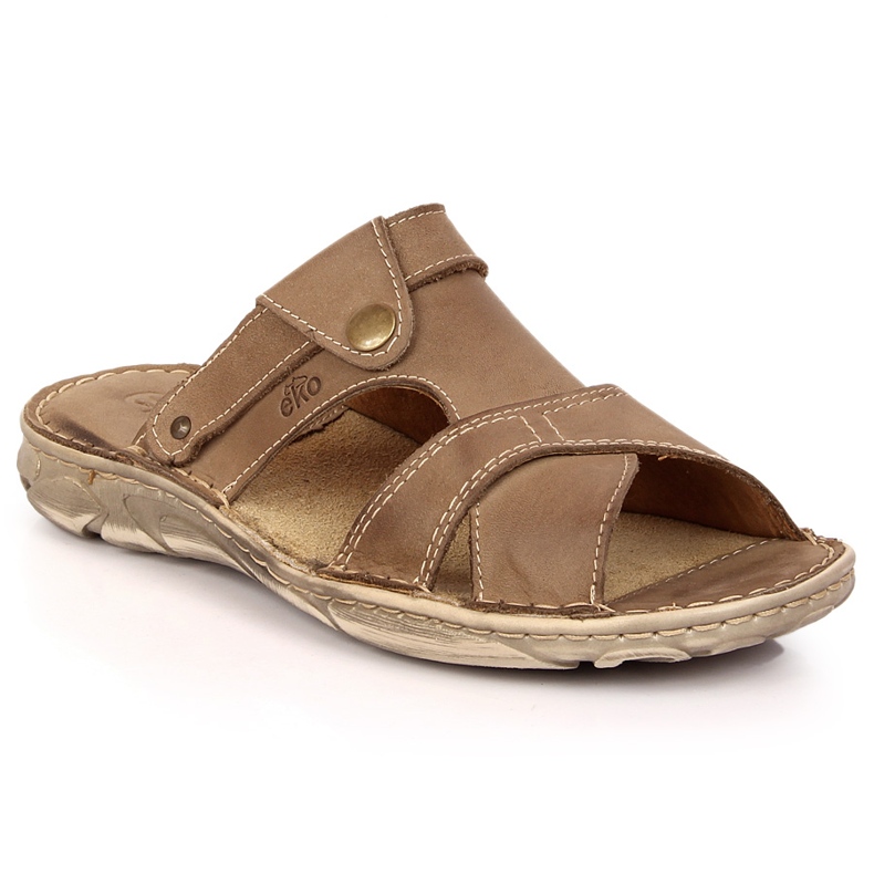 Chaussons EKO homme en cuir marron beige brun