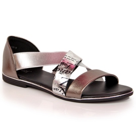 Sandales pour femmes avec un élastique, argent Jezzi