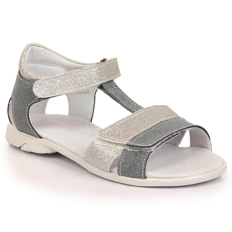 Sandales pour filles avec velcro argent Kornecki 6323 gris Sandales pour filles avec velcro argent Kornecki 6323 gris