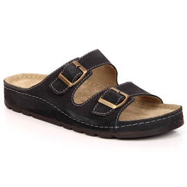 Chaussons en cuir noir Helios 813 confortables pour hommes