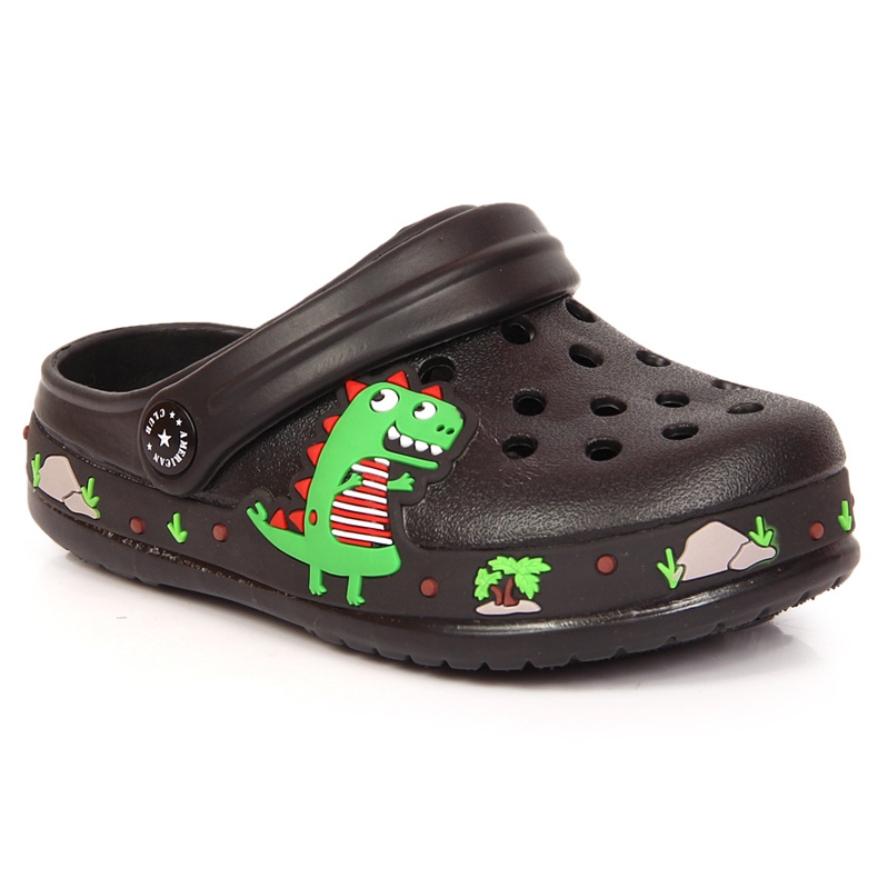 Chaussons American Club Cokes noirs avec un dinosaure le noir Chaussons American Club Cokes noirs avec un dinosaure le noir