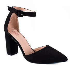 SHELOVET Escarpins en daim sur un pilier le noir