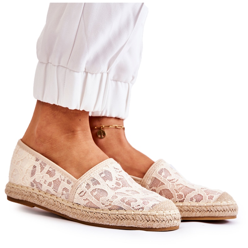 S.Barski Espadrilles ajourées Catris beiges classiques pour femme