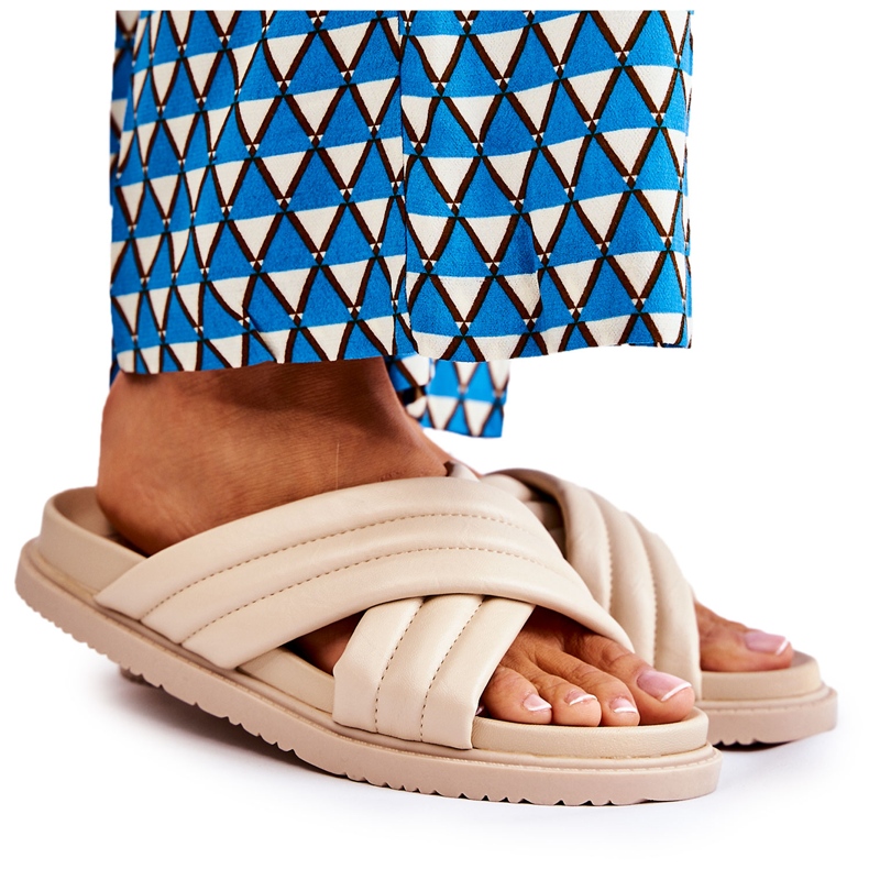 PJ1 Chaussons Cuir Femme Classiques Beige Daron PJ1 Chaussons Cuir Femme Classiques Beige Daron