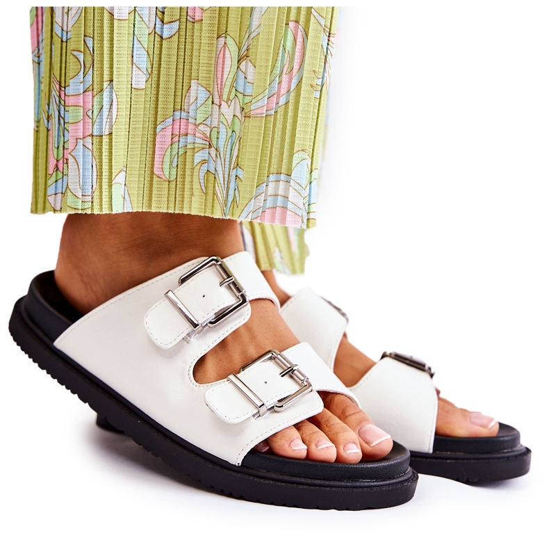 PJ1 Pantoufles blanches classiques pour femmes Weston