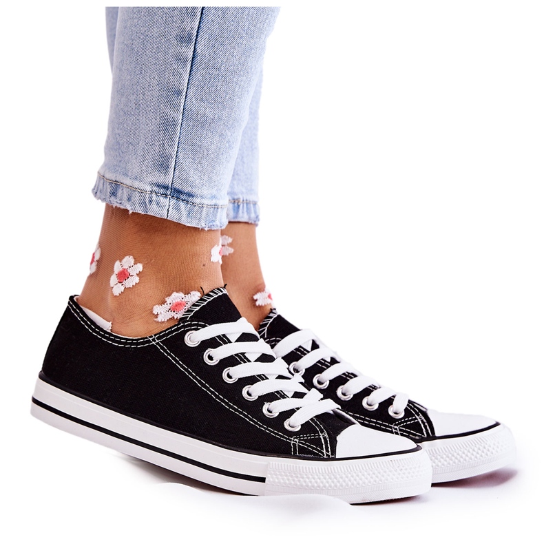 PJ1 Baskets classiques pour femmes Tied Black Be Mine le noir
