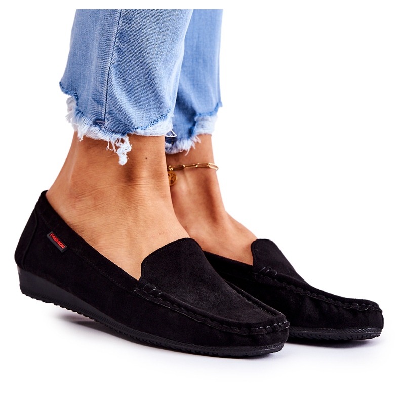 PH1 Mocassins compensés en daim noirs pour femme La Cava le noir