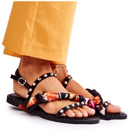 PG1 Sandales pour femmes avec ornements Mataro noirs le noir