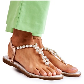 PG1 Sandales Tendance Tongs Avec Perles Or Rose Isalia doré