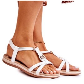 Sandales pour femmes avec ornements blancs ambrés