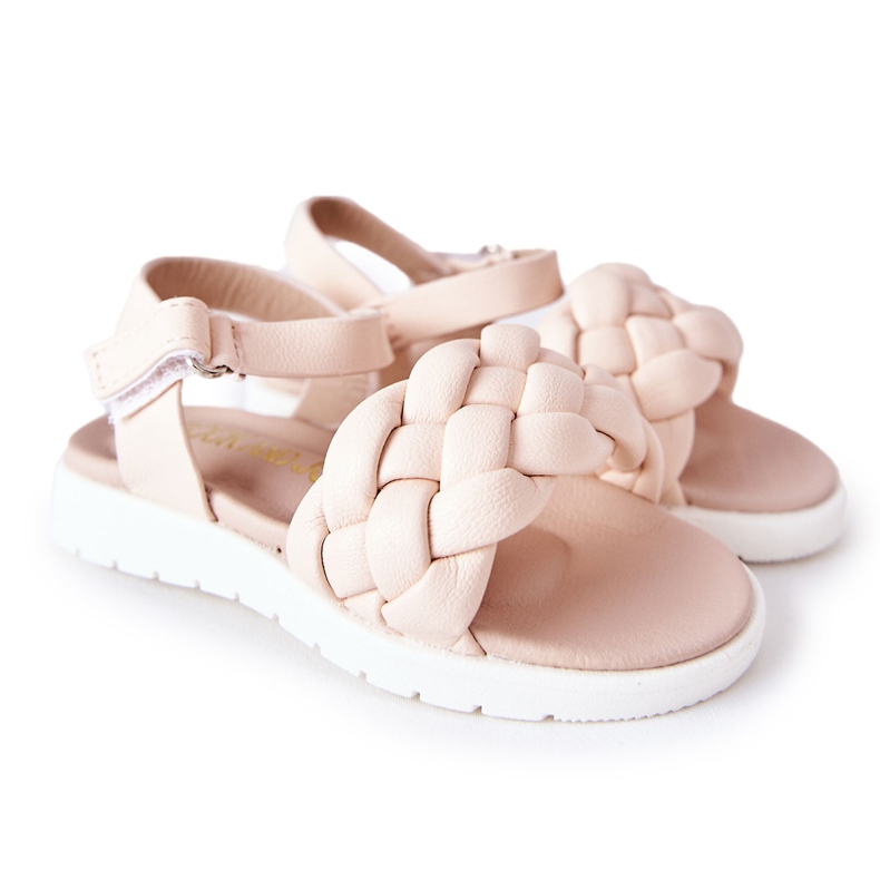 Sandales des filles avec une tresse rose