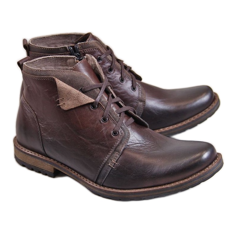 Bottes chaudes homme en cuir marron M Gregor brun