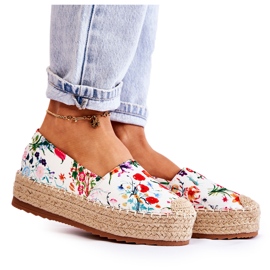 FS3 Espadrilles à enfiler à la mode en fleurs de Morice blanches multicolore