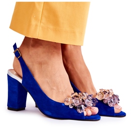 PA2 Sandales Escarpins En Daim À La Mode Avec Cristaux Marine Nolissa bleu marin
