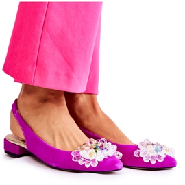 Ballerines En Daim Sur Talons Hauts Avec Décoration Elena Rose Foncé