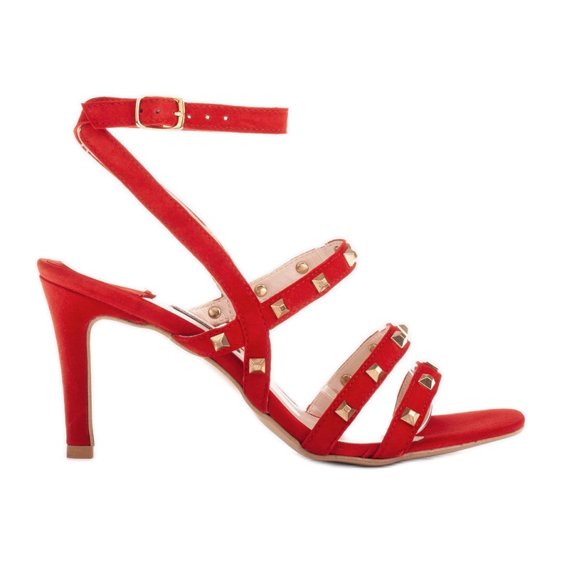 Marco Shoes Sandales en daim avec clous décoratifs rouge