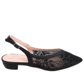 Ballerines en dentelle sans talon Margo Noir le noir