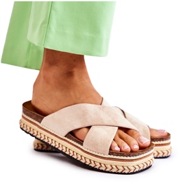 PG1 Pantoufles en daim pour femmes sur une plate-forme Jossie beige