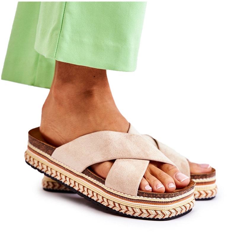 PG1 Pantoufles en daim pour femmes sur une plate-forme Jossie beige