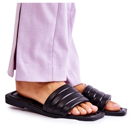 PG1 Chaussons Femme Noirs En Cuir Avec Matelassage Raula le noir